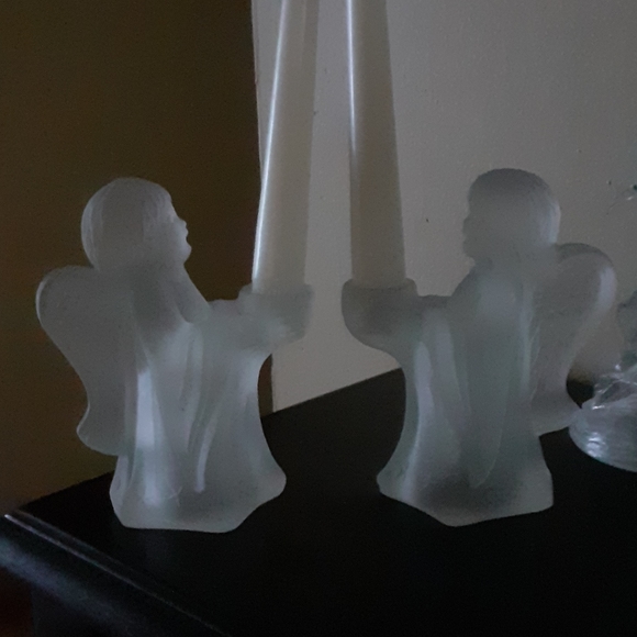 Accessories Vintage Frosted Glass Angel Candle Holders Poshmark